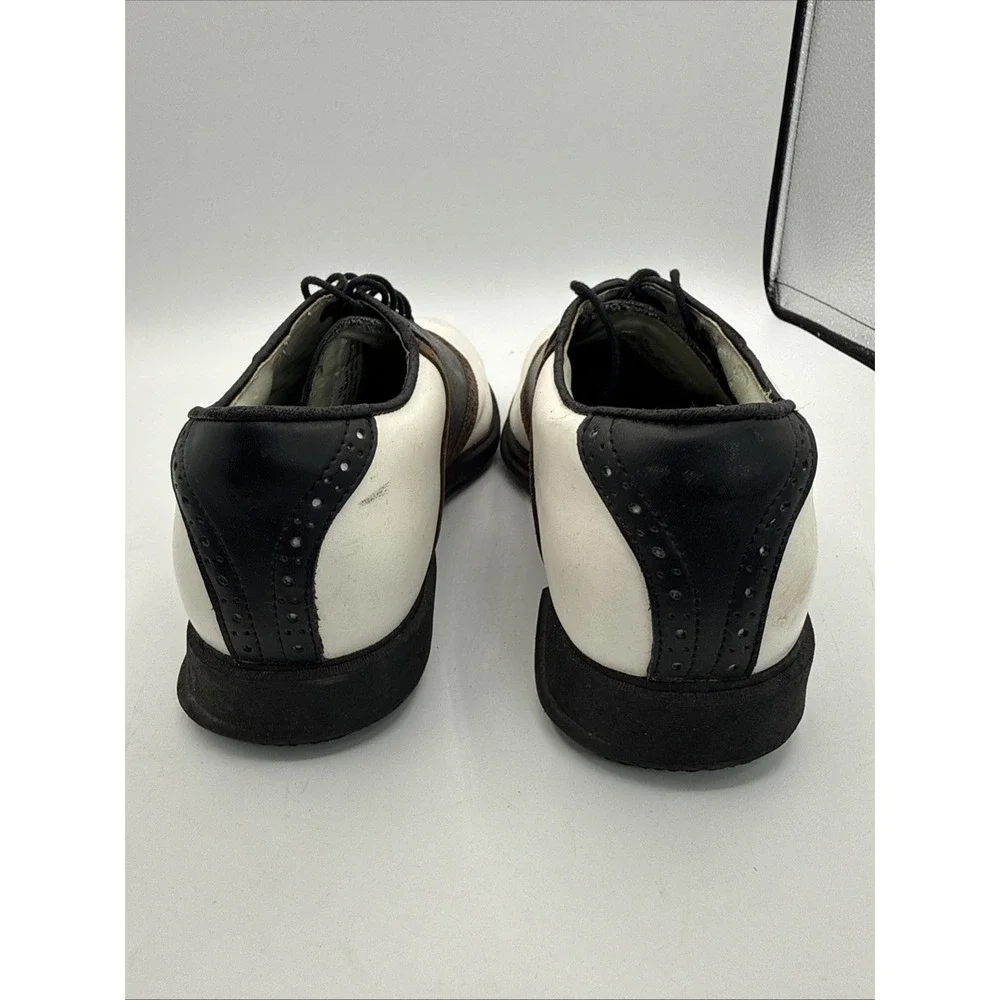 Knight Diamond Men's Golf Shoes Size 10 White Brown Leather Spiked